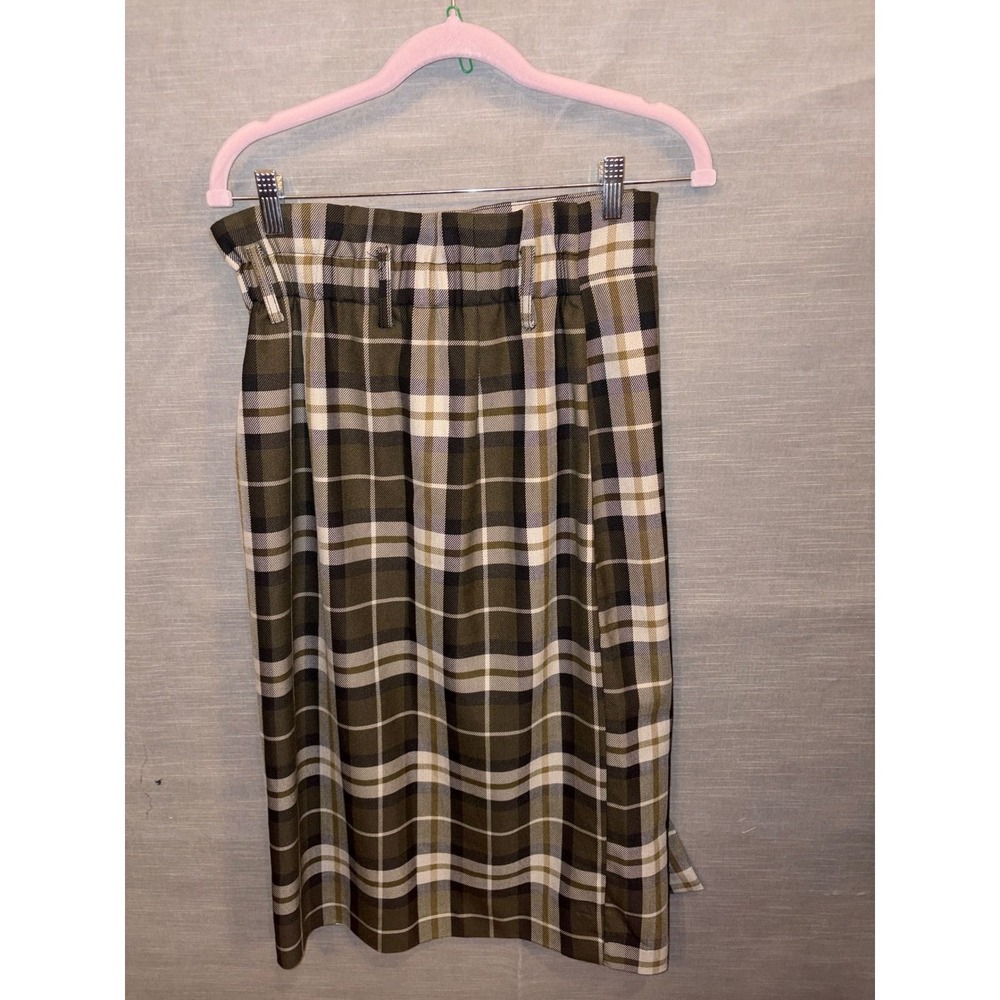 S 78 H&M Plaid Faux Wrap Midi Skirt | Dark Academia Preppy Office Size 6 - Picture 3 of 4
